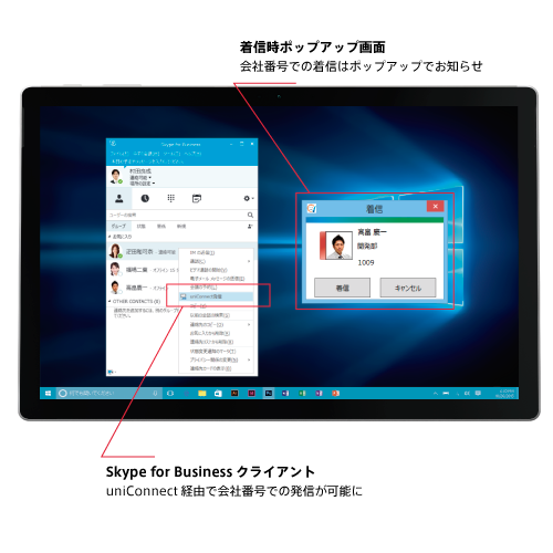 Skype for Businessクライアントからも発着信